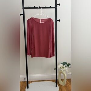 Ann Taylor LOFT Women's Burgundy Long Sleeve Blouse | Size Medium